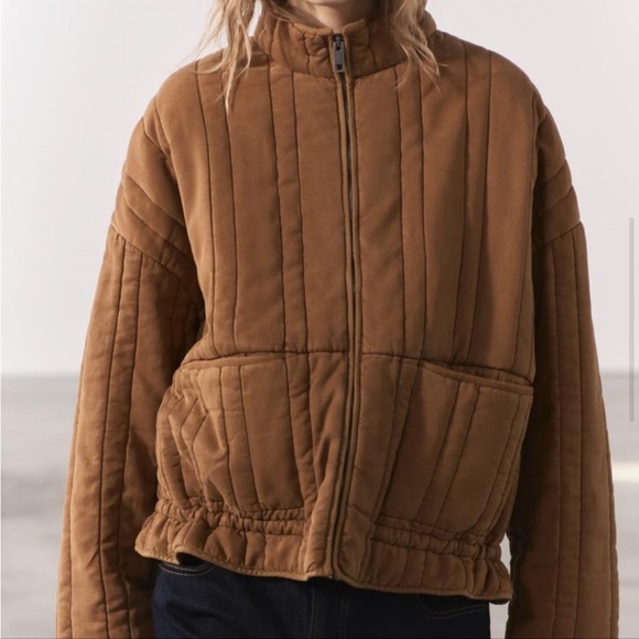 NWT Zara Washed Effect Quilted Jacket - Picture 5 of 12